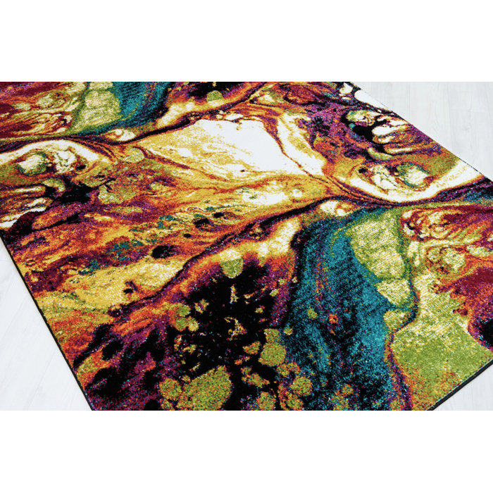 Latitude Run® Weisman Abstract Yellow/Blue Area Rug & Reviews Wayfair